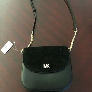 Michael Kors New Black Half Dome Leather Crossbody